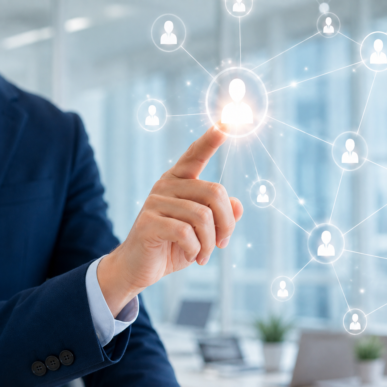 Professional building a digital recruitment network