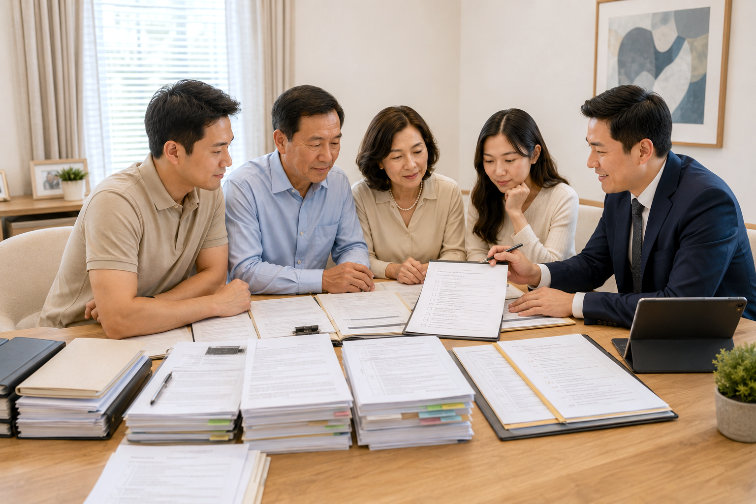 Family discussing estate administration with an adviser